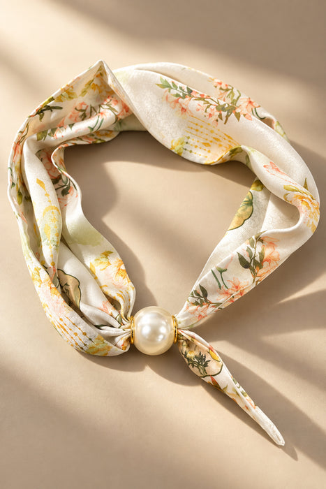 Scarf Necklace w/ Pearl Magnetic Clasp