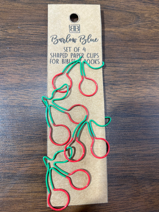 Cherry Set of 4 Decorative Paper Clips for Bibles & Books