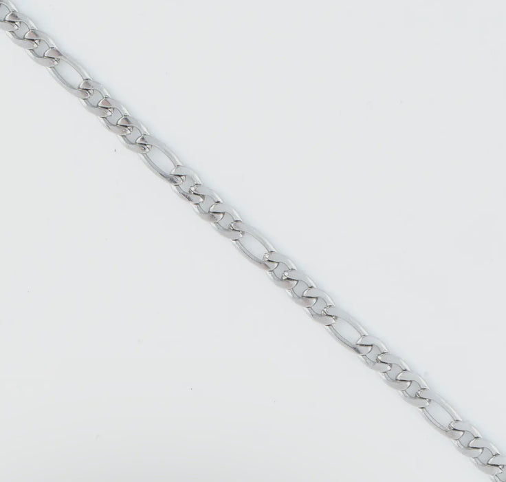 Waterproof Silver 16” Figaro Chain Necklace