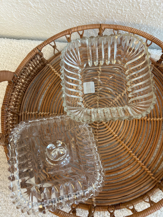 Vintage Anchor Hocking Square Cut Glass Candy Dish