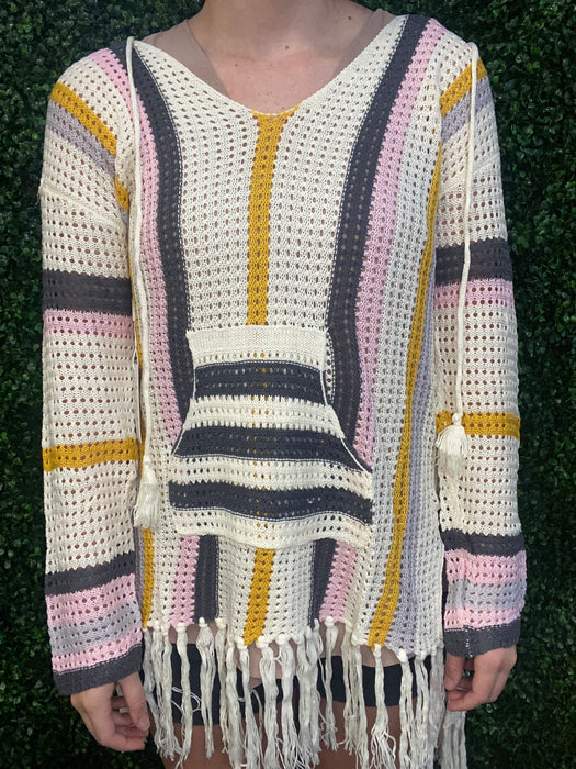 #39 Boho Striped Sweater / Swim Cover (S, L, 2XL)