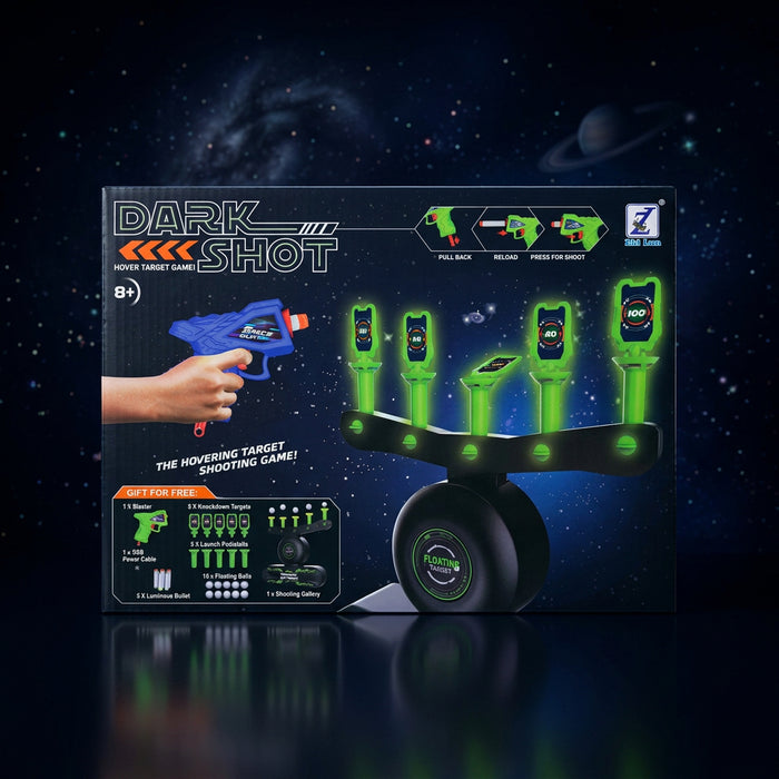 Dark Shot Floating Ball & Knockdown Target Shooting Game - Glows In The Dark