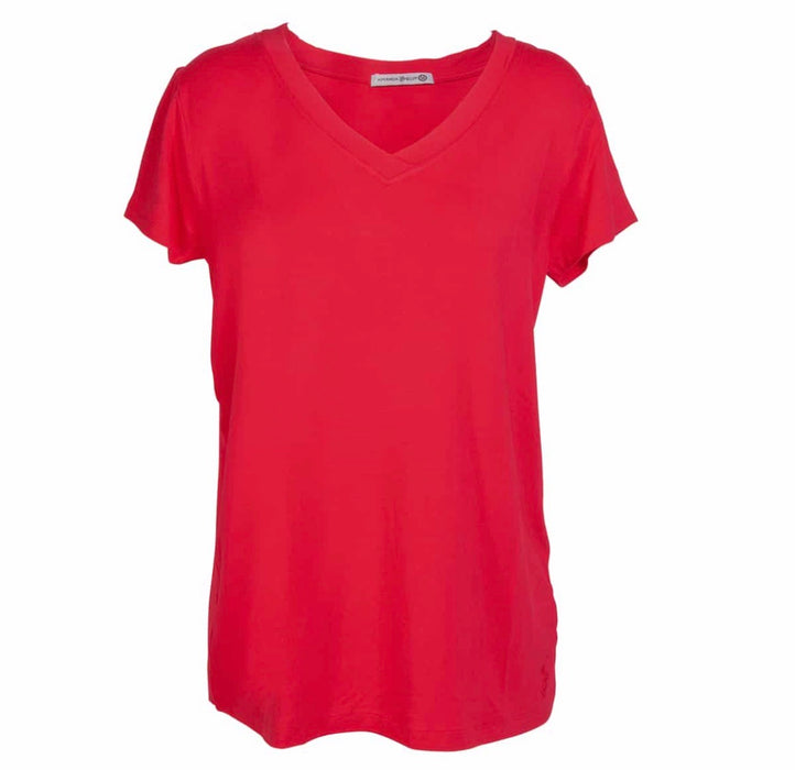 True Red Short Sleeve V Neck Luxe Lounge / Pajama Tee
