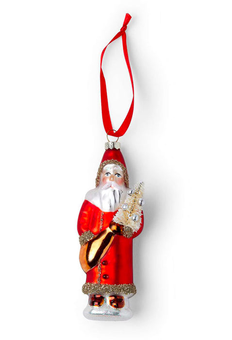 5" Christmas Santa & Sisal Tree Vintage Glass Ornament