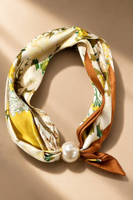 Scarf Necklace w/ Pearl Magnetic Clasp