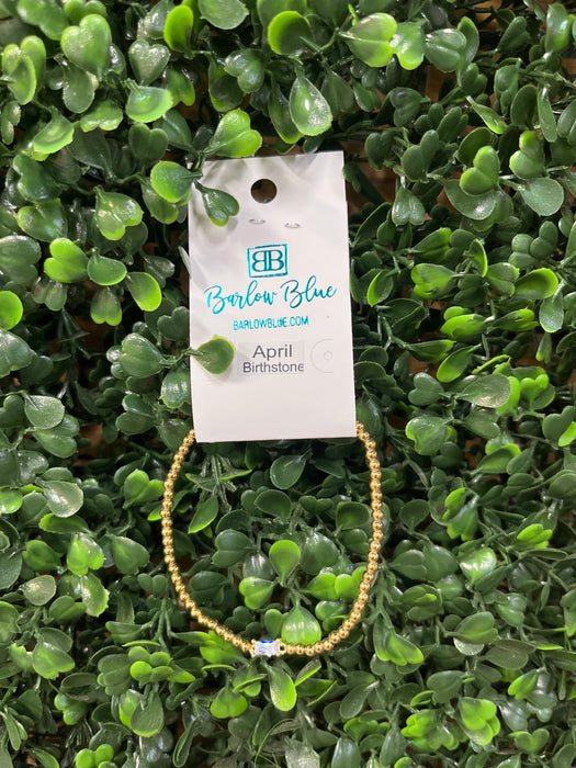 The Birthday Girl Birthstone Bracelets with Rectangle Birthstone Charm