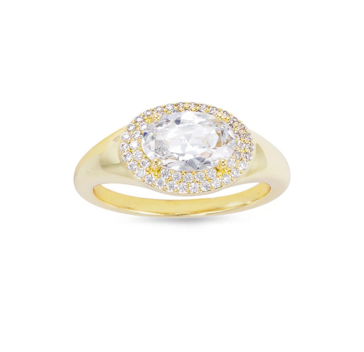 Gold CZ Medium Band Ring