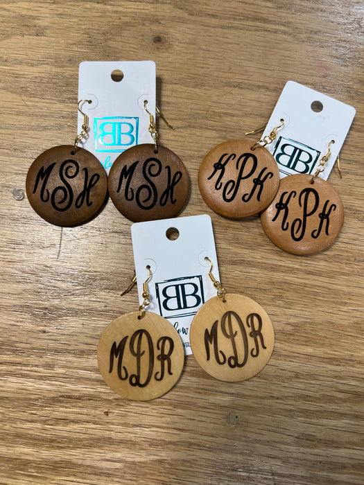 25th Anniversary Throwback Monogramed Wood Earrings