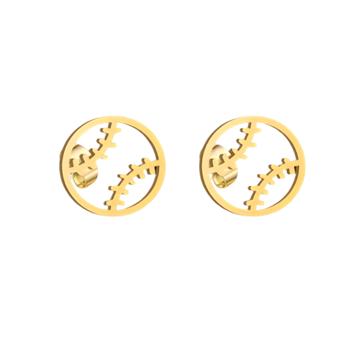 Stainless Steel Baseball Earrings