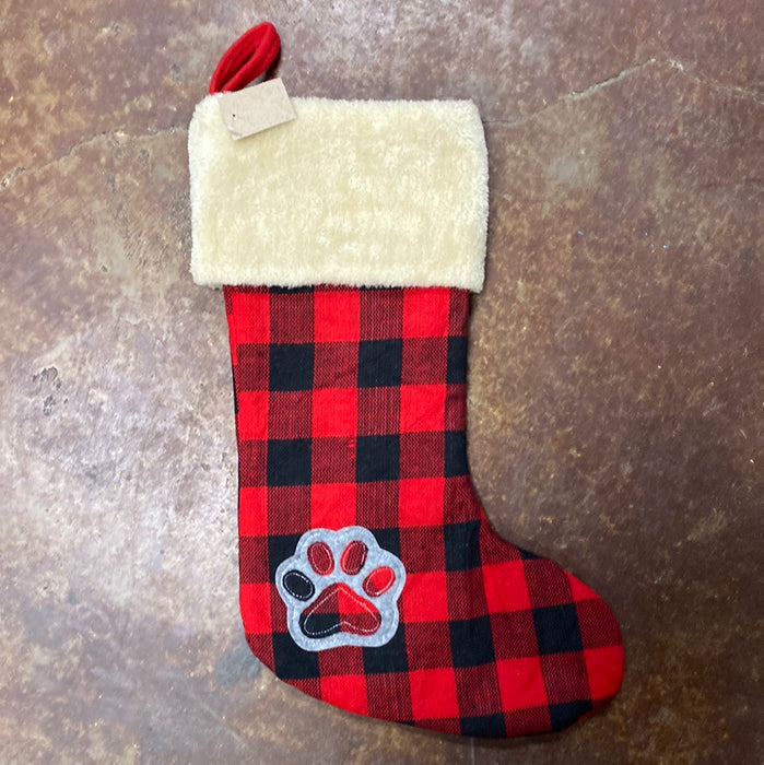 Black & Red Plaid Paw Print Stocking *Personalization Can Be Added for an Additional $10!*