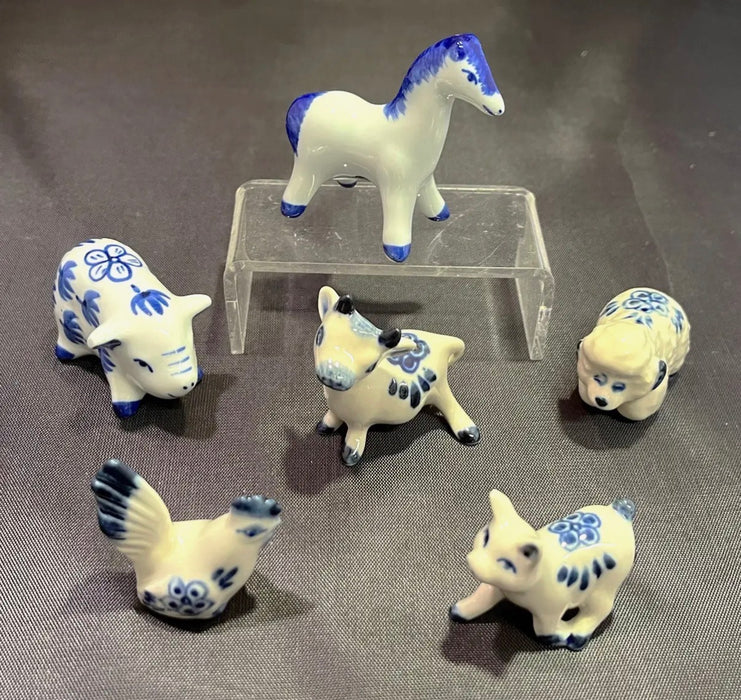 Blue & White Porcelain Trinkets. Small Animals. Range in size from 1" to 3"