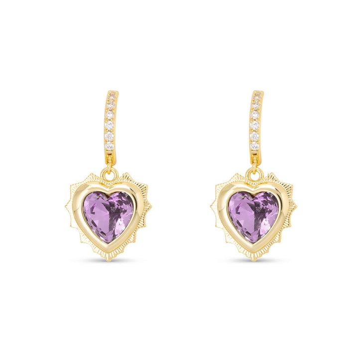 Gold Crystal Birthstone Heart Earrings-12 styles!