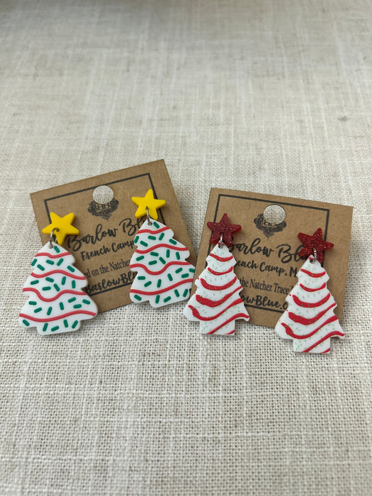 Christmas Tree Cake Earrings - 2 Colors!