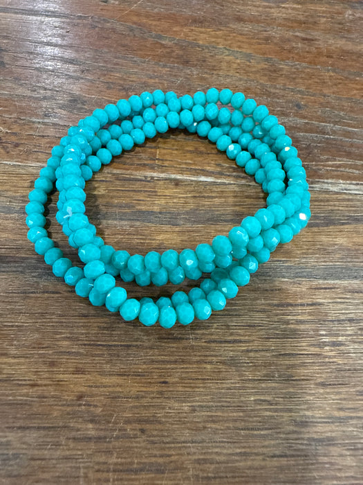 Rondelle Glass Beaded Stretchy Bracelets w/ Small Beads.  Multiple Colors