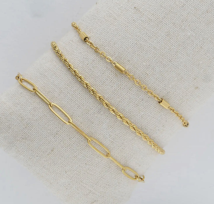 Waterproof Gold Twisted Chain Bracelet Set