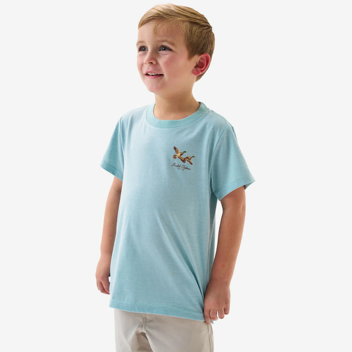 Youth & Toddler SS Tee – Flying Mallards Short Sleeve – Heather Sky Blue by Burlebo (Copy)