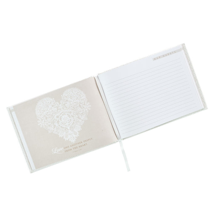 White Lace Mr. & Mrs. Wedding Guest Book