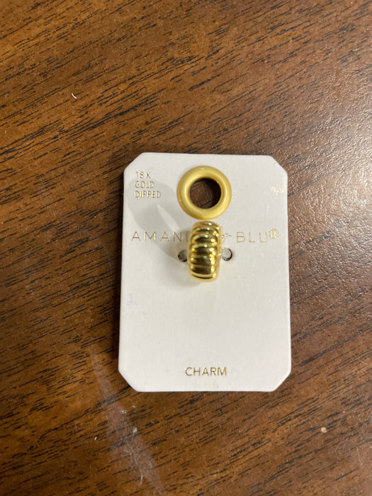 Gold Ribbed Round Charm