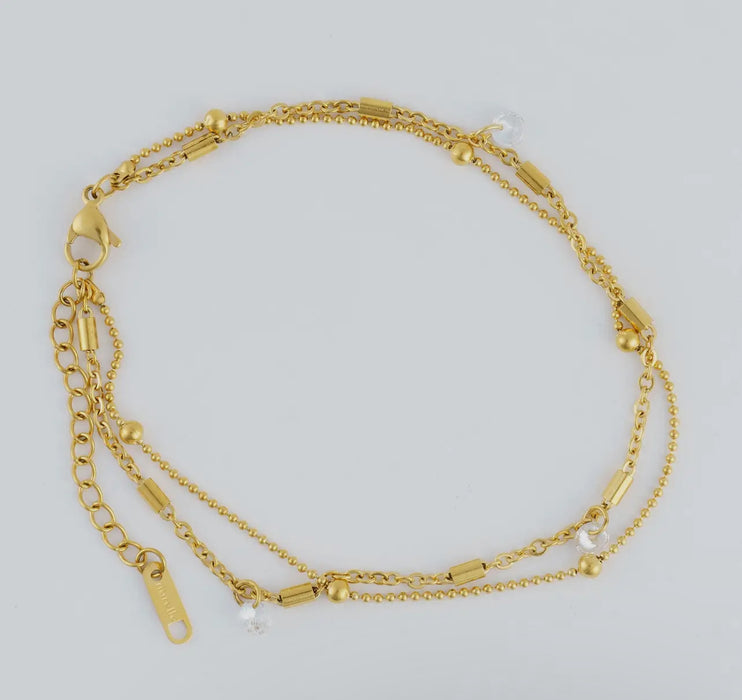 Waterproof Gold Dainty Multi Row Anklet