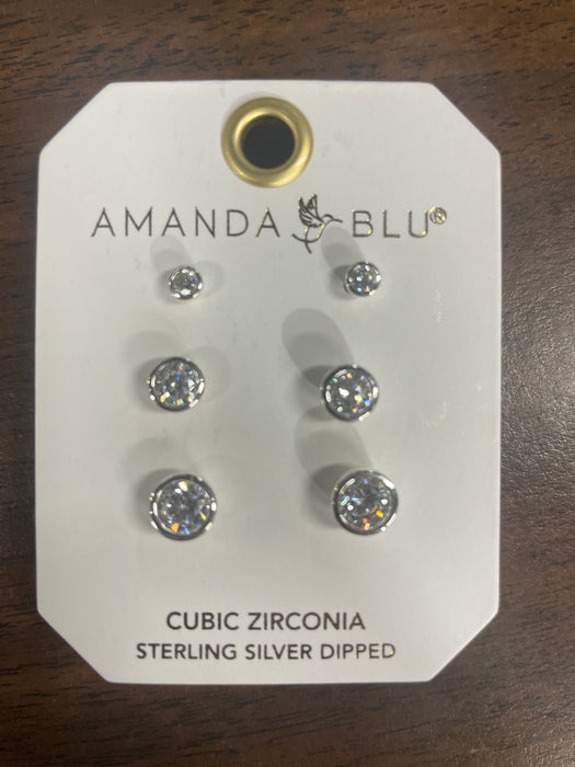 Silver Stud Trio Earring Set
