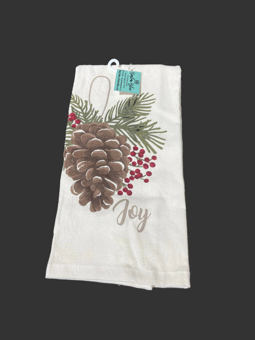 1pc Cream "Joy" Pinecone Towel