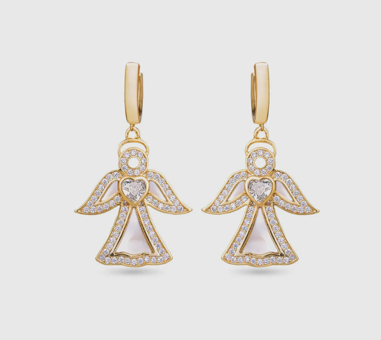 Gold CZ Angel Earrings