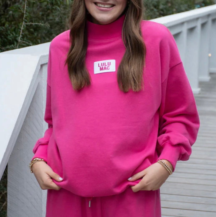 Adult Hot Pink Lulu Mac Mock Neck Sweatshirt