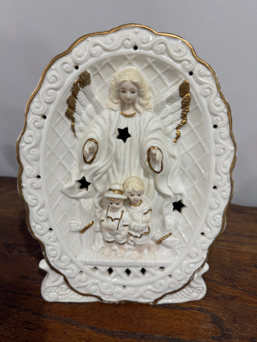 Vintage Ceramic Guardian Angel Figurine with Children