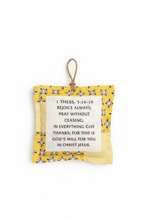 Square Pocket Prayer Quilt with a Wood Cross Inside.  Different Verses or Quotes Available.
