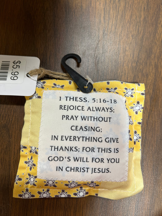 Square Pocket Prayer Quilt with a Wood Cross Inside.  Different Verses or Quotes Available.