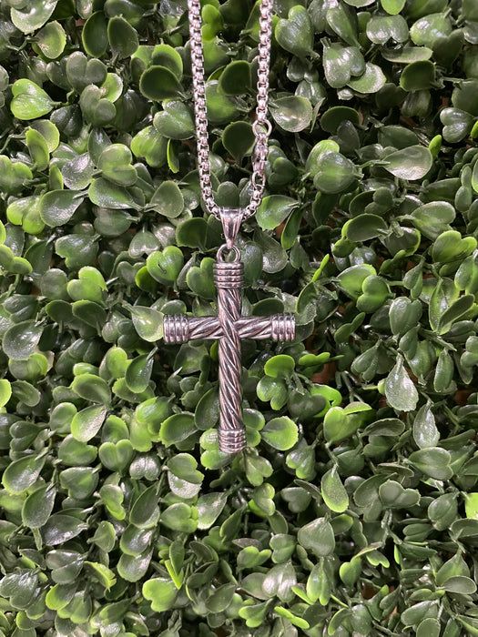Sterling Silver Cross Pendant on Rope Chain