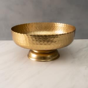 Gold Hammered Bowl with Base.  Food Safe or Decorative