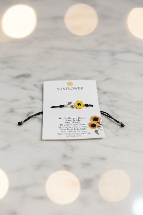 Sunflower Black Drawstring Bracelet