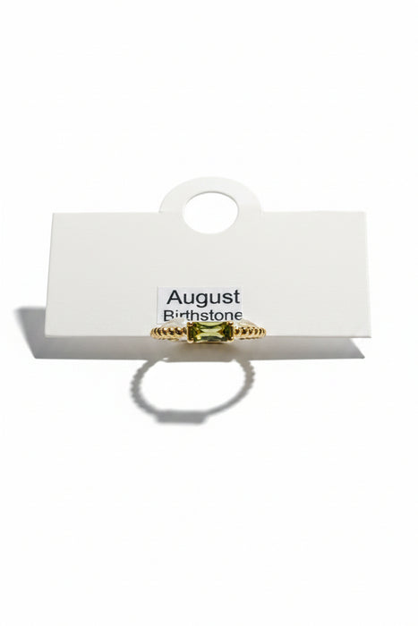 Birthstone Square Stone on Gold Band- Adjustable Fits All