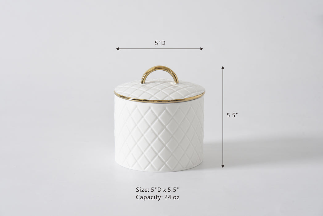 Medium White & Gold Diamond Canister