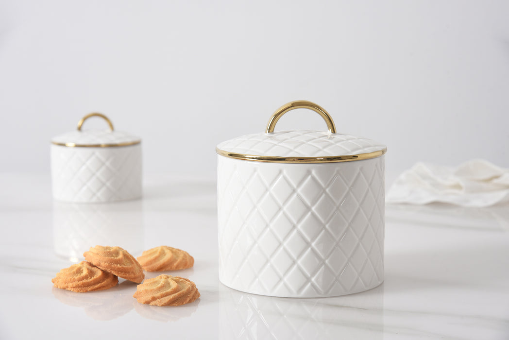 Medium White & Gold Diamond Canister
