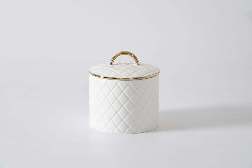 Medium White & Gold Diamond Canister