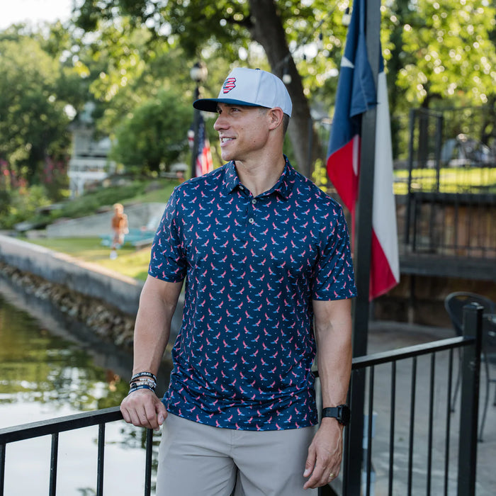 Performance Polo – Navy USA Flag Eagle by Burlebo