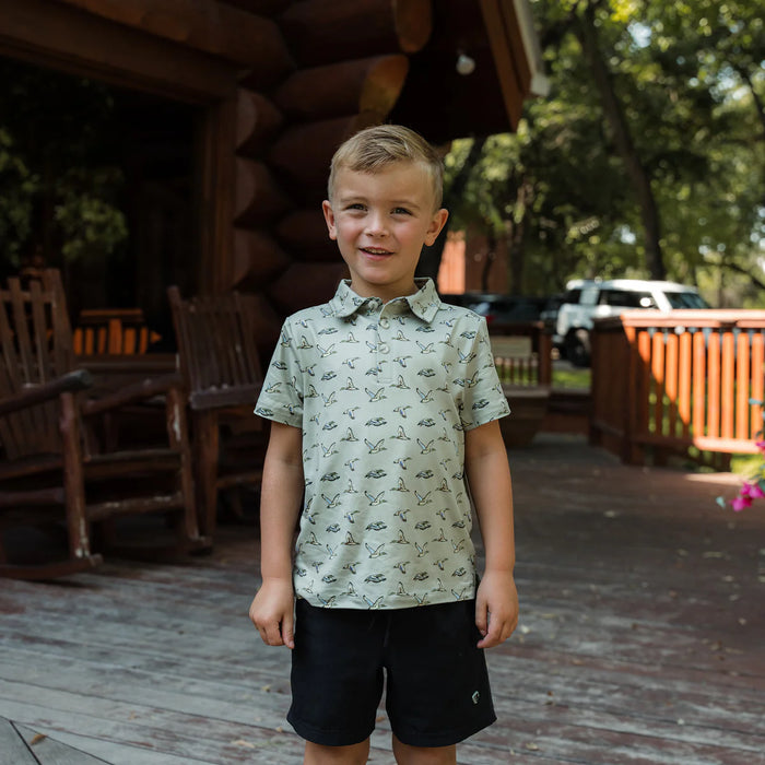 Youth & Toddler Polo – Flying Ducks – Green by Burlebo