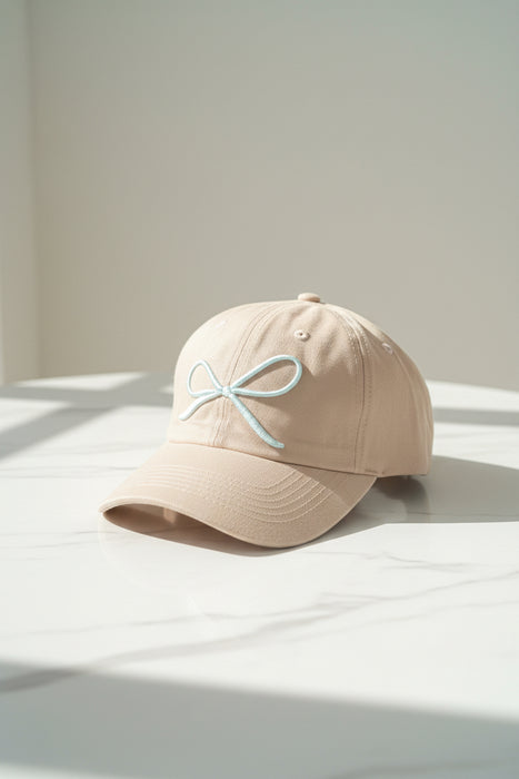 Peach Hat With White Bow