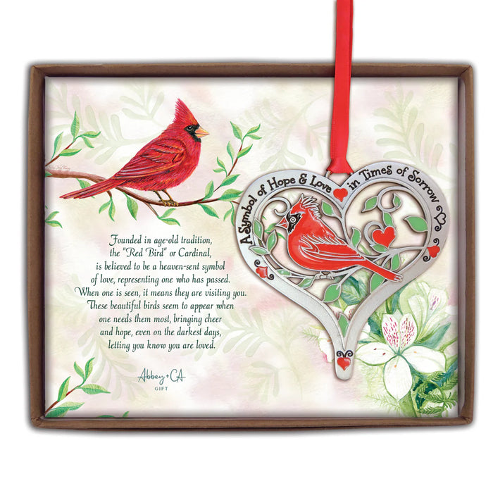 Cardinal Heart Ornament Hope & Love