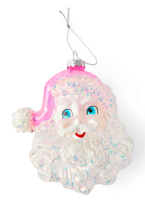 6" Christmas Pastel Santa Glass Ornament