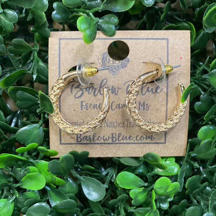 Medium Textured Gold Hoop Earrings