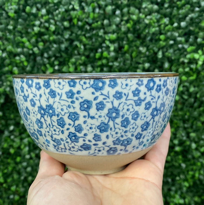 4-3/4” Blue & White Round Stoneware Bowl