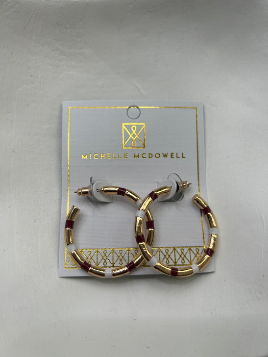 Maroon, White, & Gold Nellie Hoops- Perfect For Game Day To Show Your School Spirit!!