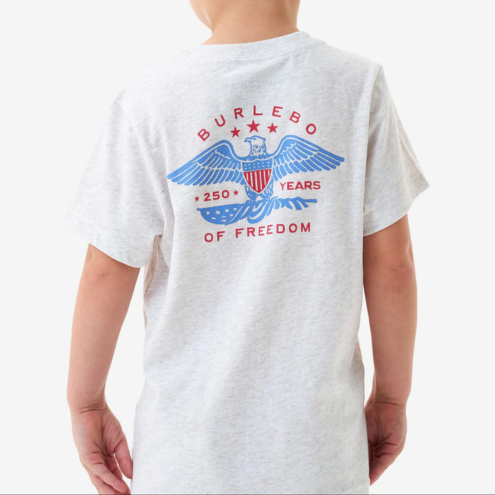 Youth & Toddler SS Tee – Eagle Outdoors 250 Years Short Sleeve – Heather Oatmeal by Burlebo