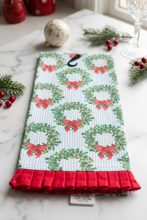 Wreath and Ribbon Tea Towel