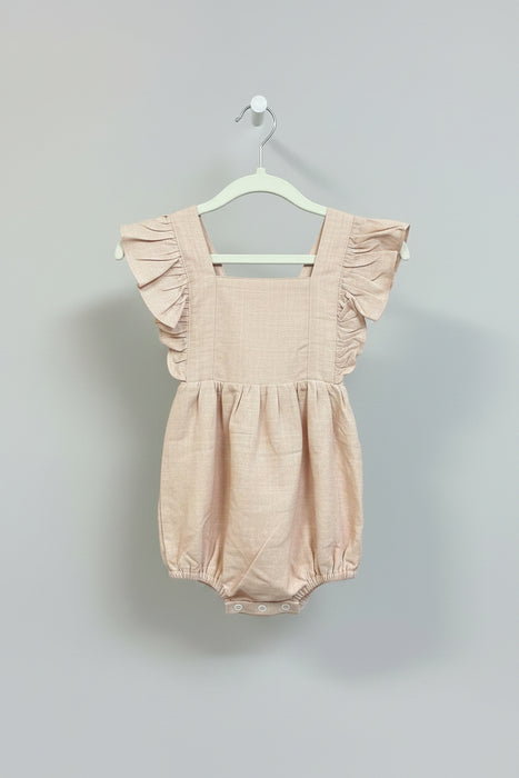 Mauve Baby Overall's with Ruffle Sleeves- Only Available in 9-12month