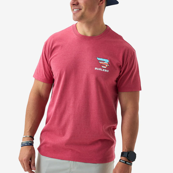 Adult SS Tee – American Dogs Camo Mallard Duck Short Sleeve – Heather Crimson by Burlebo (Copy)