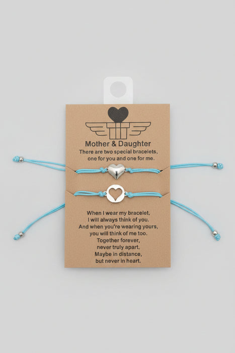 Light Blue Heart Mother & Daughter Bracelets - Set of 2